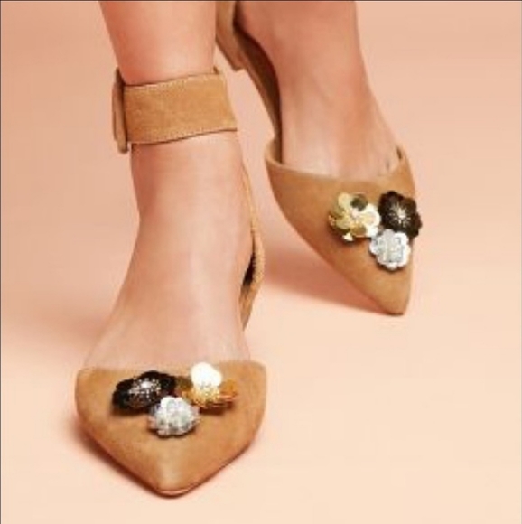 ANTHROPOLOGIE BILL BLASS SYLVIE EMBELLISHED FLATS 10 - Picture 1 of 11